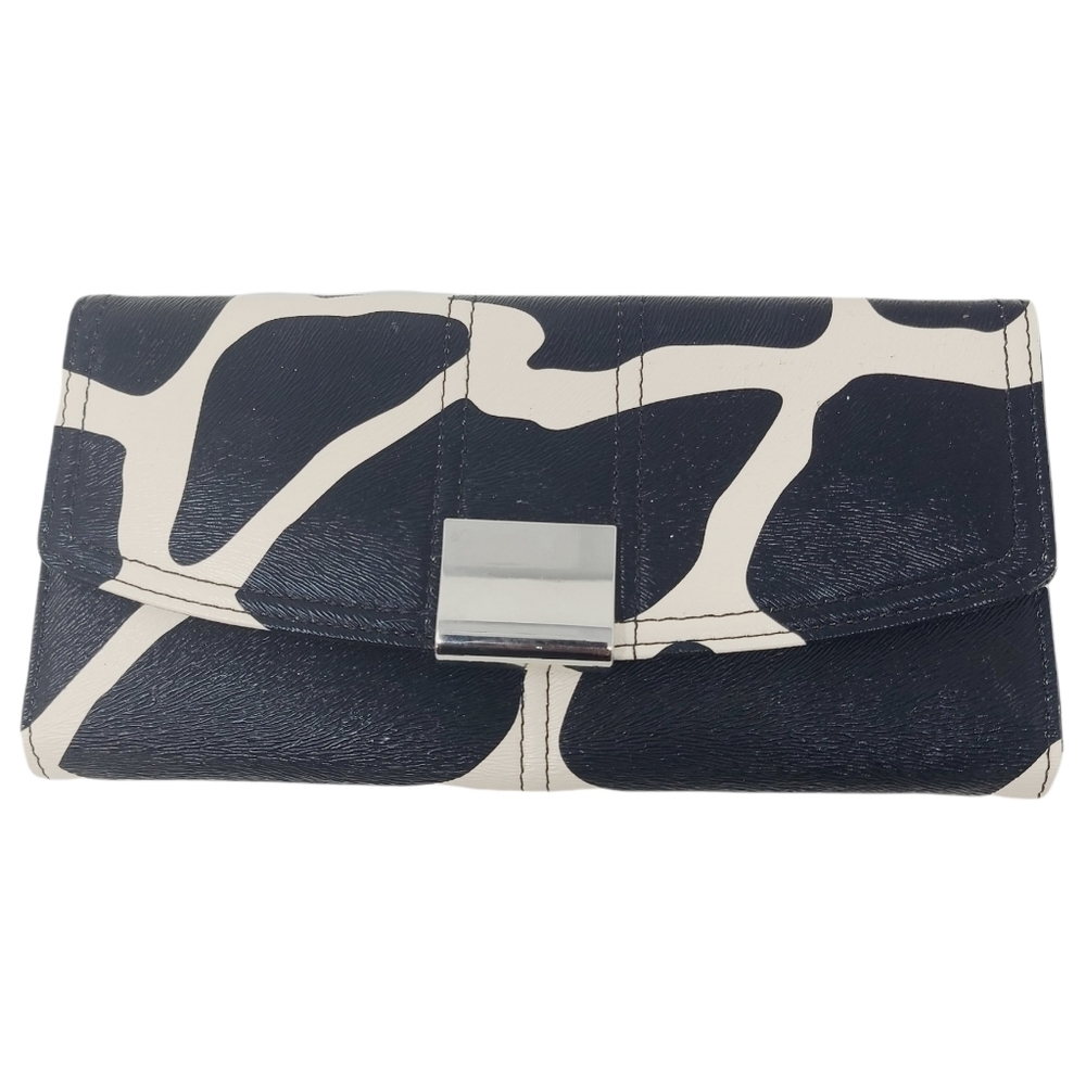 Women's Black & White Faux Leather Tri-Fold Fashion Wallet (One Size)
